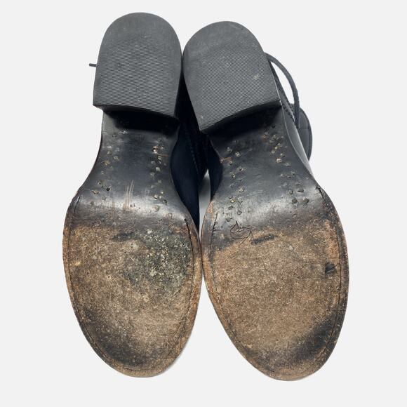 Freebird Black Leather & Suede Casey Ankle Booties Sz 6 Ankle Tie Made in Mexico - Picture 6 of 9